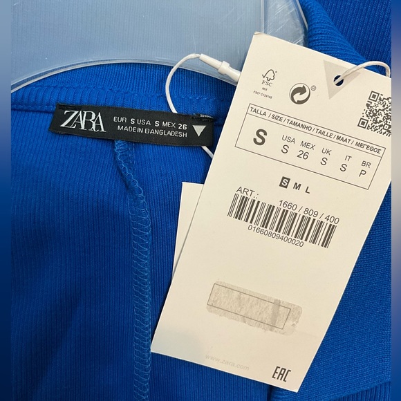 NWT Zara Mini Dress Royal Blue Size Small Stretchy - Picture 5 of 8